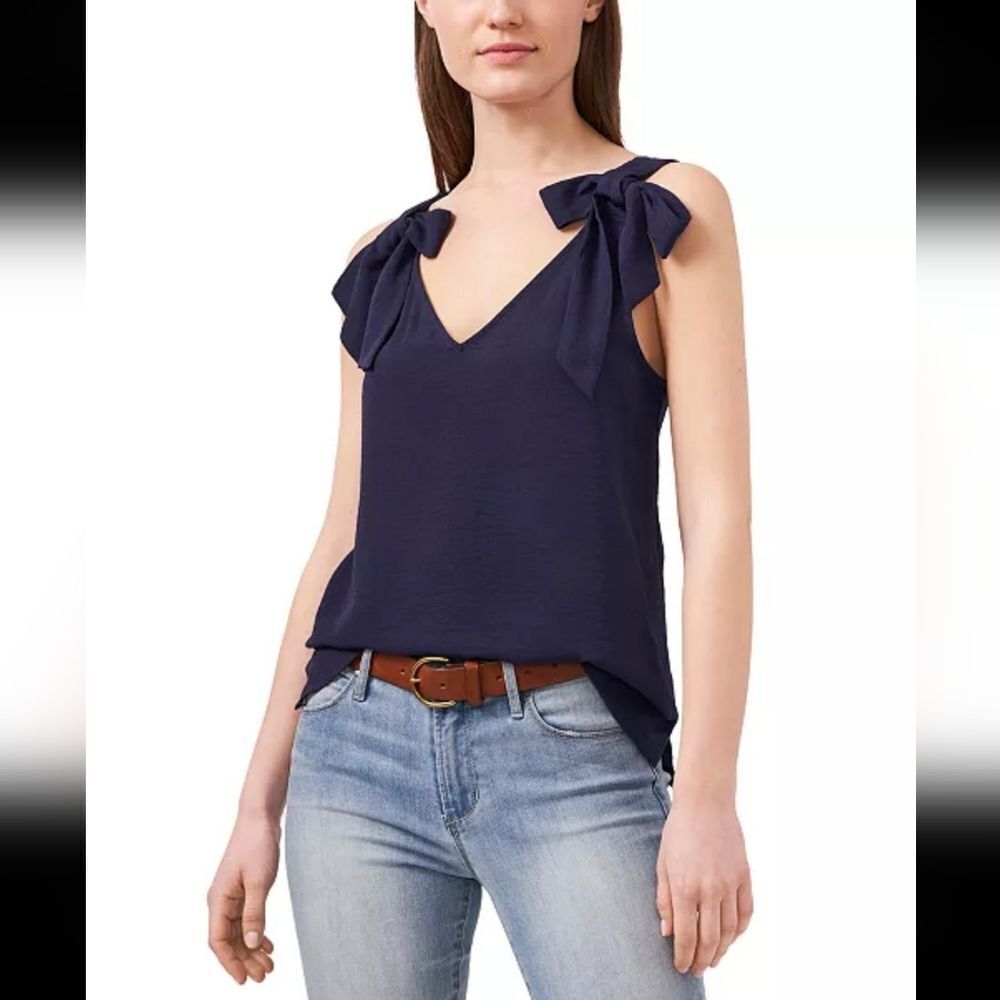Cece Sleeveless BowTie-Shoulder V-Neck Tank Top Sz XL